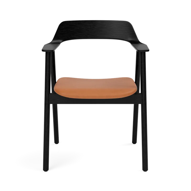 Bow Chair by TAKT in Oak Black lacquer, Spoor Zea Cognac Leather – product photo 2 of 2