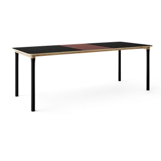 Arc Dining Table by TAKT in Natural oak and black beech, 0720 Black nano laminate, Ext-50 0751 Deep red nano laminate – product photo 2 of 2