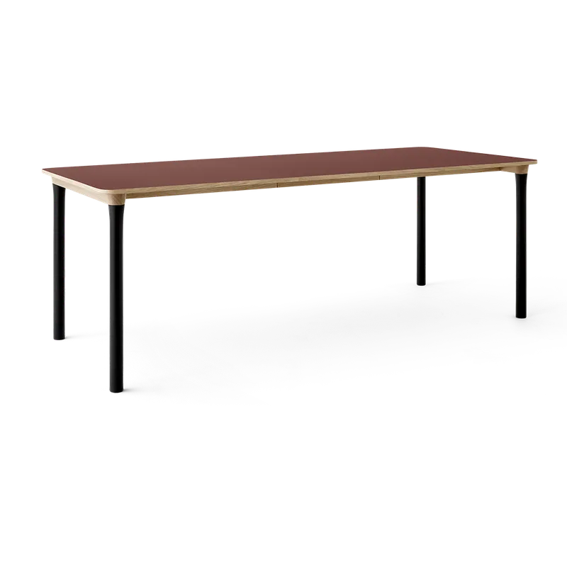 Arc Dining Table by TAKT in Natural oak and black beech, 0751 Deep red nano laminate, Ext-50 0751 Deep red nano laminate – product photo 2 of 2