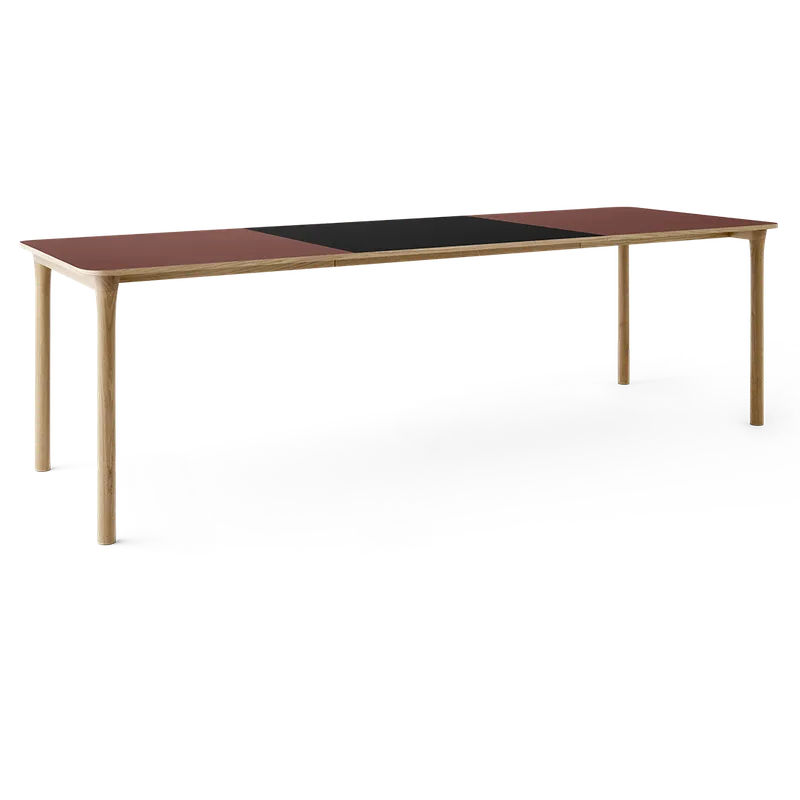 Arc Dining Table by TAKT in Natural oak and Natural oak, 0751 Deep red nano laminate, Ext-92 0720 Black nano laminate – product photo 2 of 2