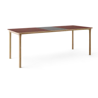 Arc Dining Table by TAKT in Natural oak and Natural oak, 0751 Deep red nano laminate, Ext-50 0752 Light grey nano laminate – product photo 2 of 2