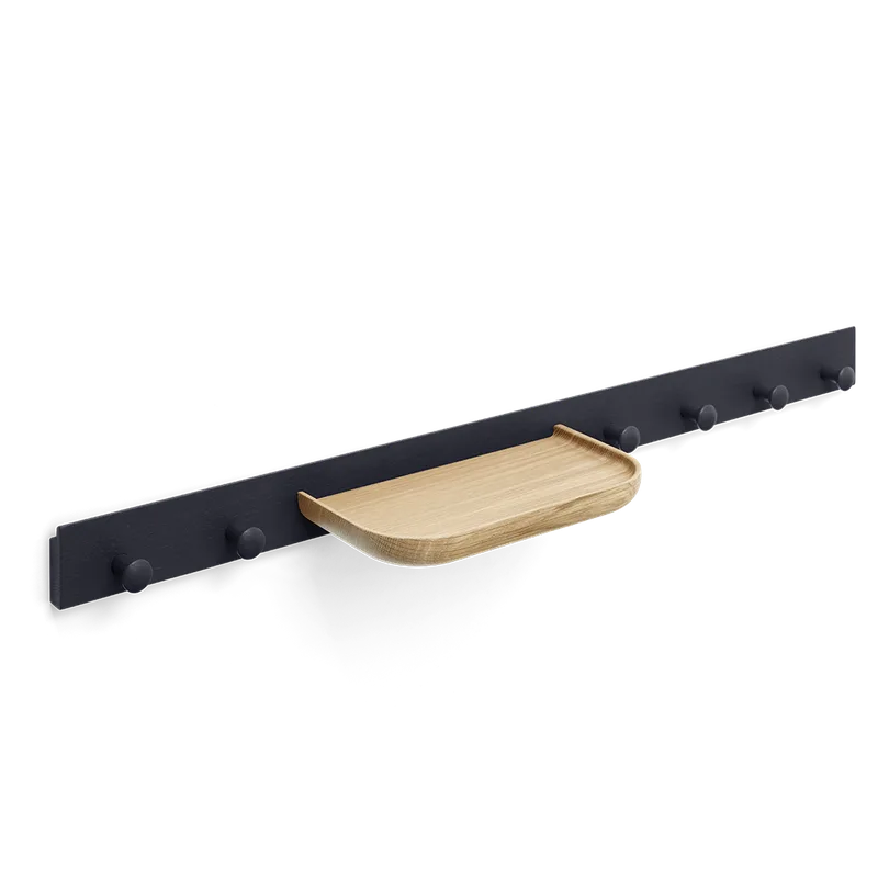 Curve Coat Rack by TAKT in 90 cm, Oak Black blue lacquer, Oak Matt lacquer – product photo 2 of 2
