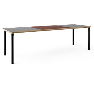 Arc Dining Table by TAKT in Natural oak and black beech, 0752 Light grey nano laminate, Ext-92 0751 Deep red nano laminate – product photo 2 of 2