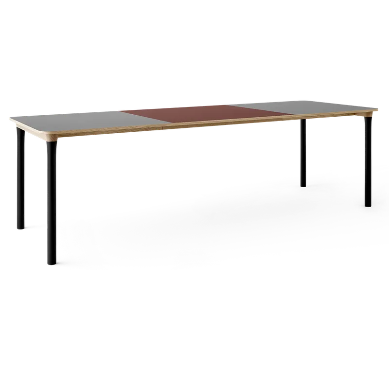 Arc Dining Table by TAKT in Natural oak and black beech, 0752 Light grey nano laminate, Ext-92 0751 Deep red nano laminate – product photo 2 of 2