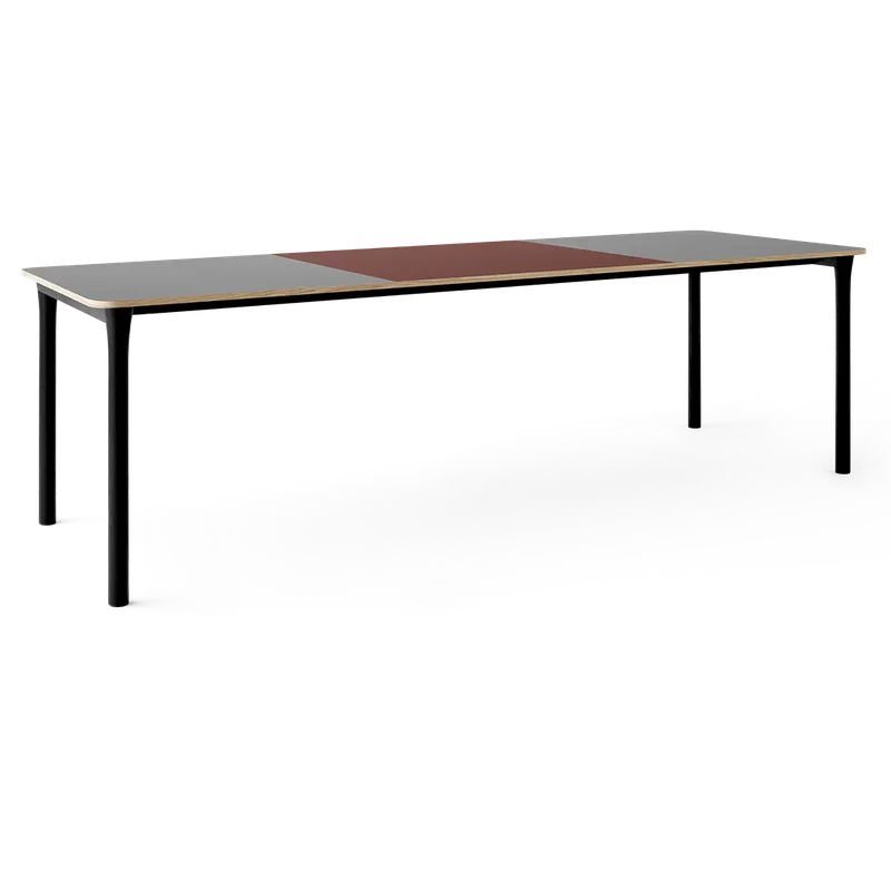 Arc Dining Table by TAKT in Black oak and black oak, 0752 Light grey nano laminate, Ext-92 0751 Deep red nano laminate – product photo 2 of 2