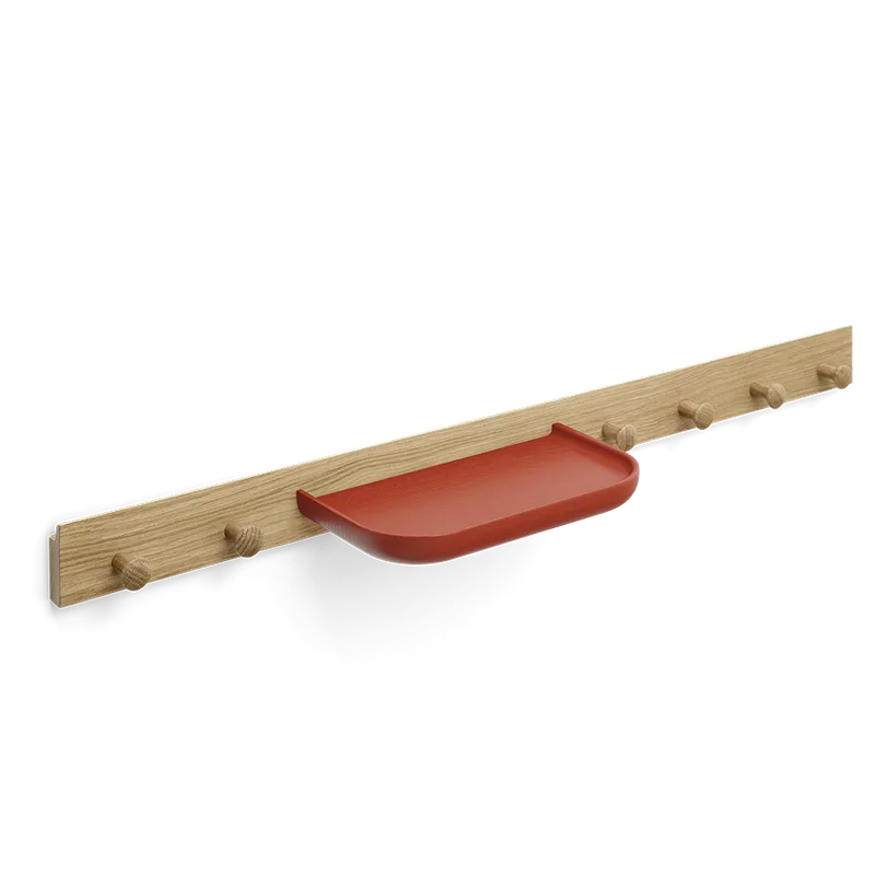 Curve Coat Rack van TAKT in 90 cm, Oak Matt lacquer, Oak Japan red lacquer – productfoto 2 van 2