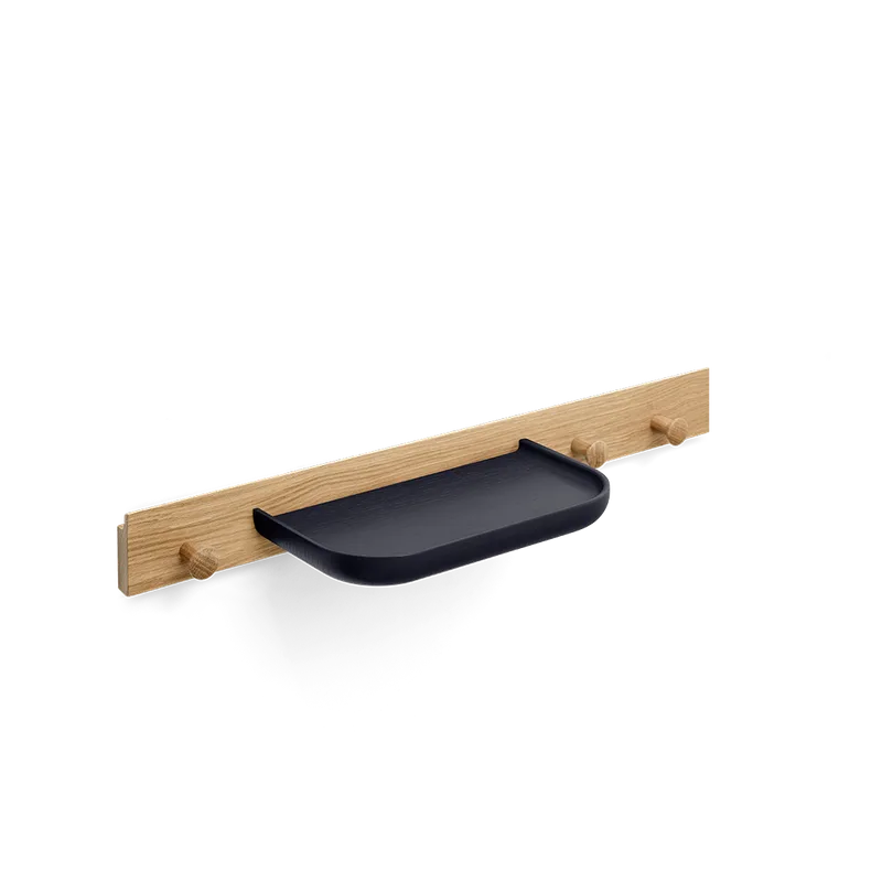 Curve Coat Rack by TAKT in 60 cm, Oak Matt lacquer, Oak Black blue lacquer – product photo 2 of 2