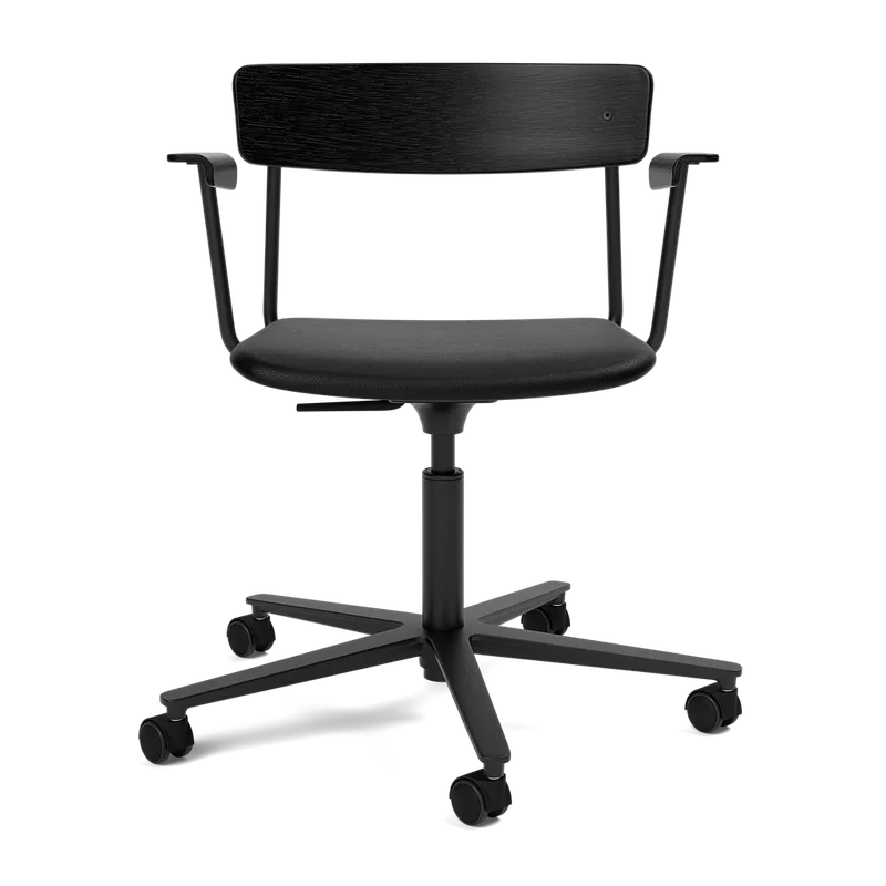 Cross Task Chair de TAKT en Black tube, Oak Matt lacquer, LEAP® black, With armrest – photo du produit 2 sur 2