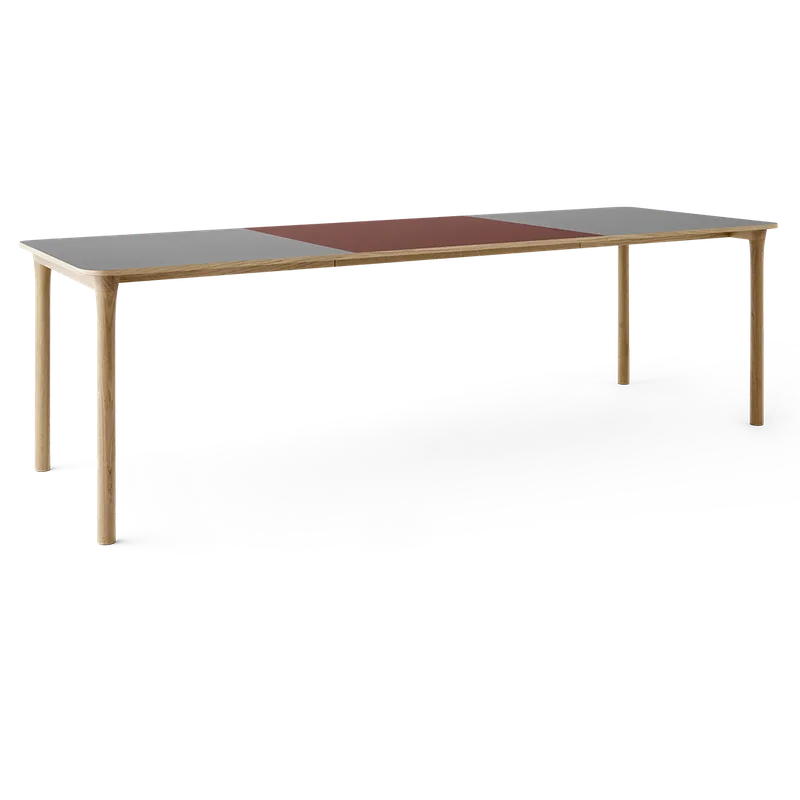 Arc Dining Table by TAKT in Natural oak and Natural oak, 0752 Light grey nano laminate, Ext-92 0751 Deep red nano laminate – product photo 2 of 2