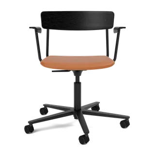 Cross Task Chair by TAKT in Black tube, Oak Black lacquer, Spoor Zea Cognac Leather, With armrest – product photo 2 of 2