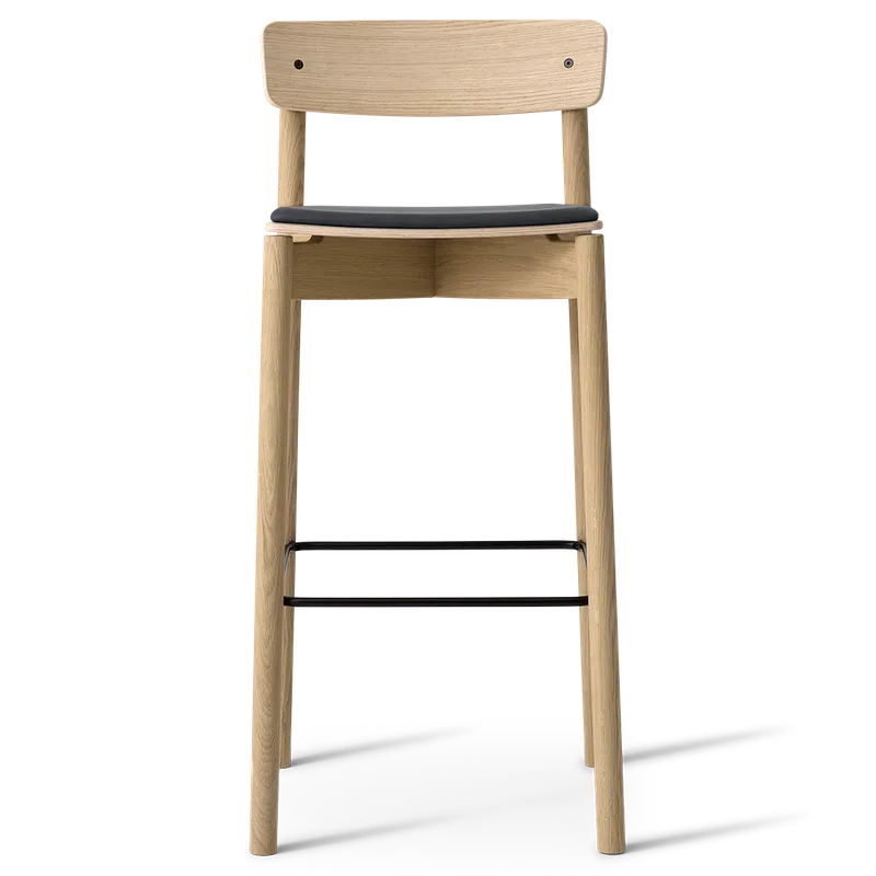 Cross Bar Chair by TAKT in 75 cm, Oak Matt lacquer, Dunes black leather – product photo 2 of 2