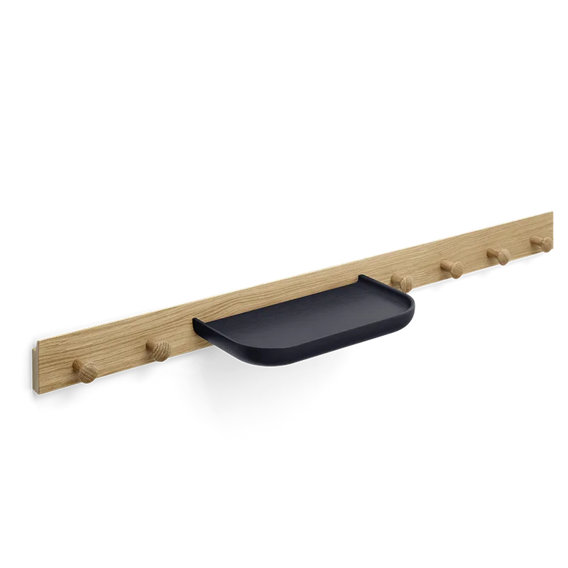 Curve Coat Rack by TAKT in 90 cm, Oak Matt lacquer, Oak Black blue lacquer – product photo 2 of 2