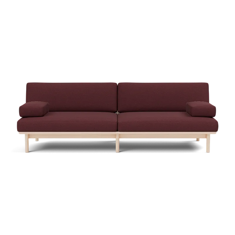 Spoke Sofa by TAKT in Beech White oil, Autumn 0681 Dark red, X2 – product photo 2 of 2