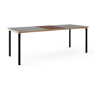 Arc Dining Table by TAKT in Natural oak and black beech, 0752 Light grey nano laminate, Ext-50 0751 Deep red nano laminate – product photo 2 of 2