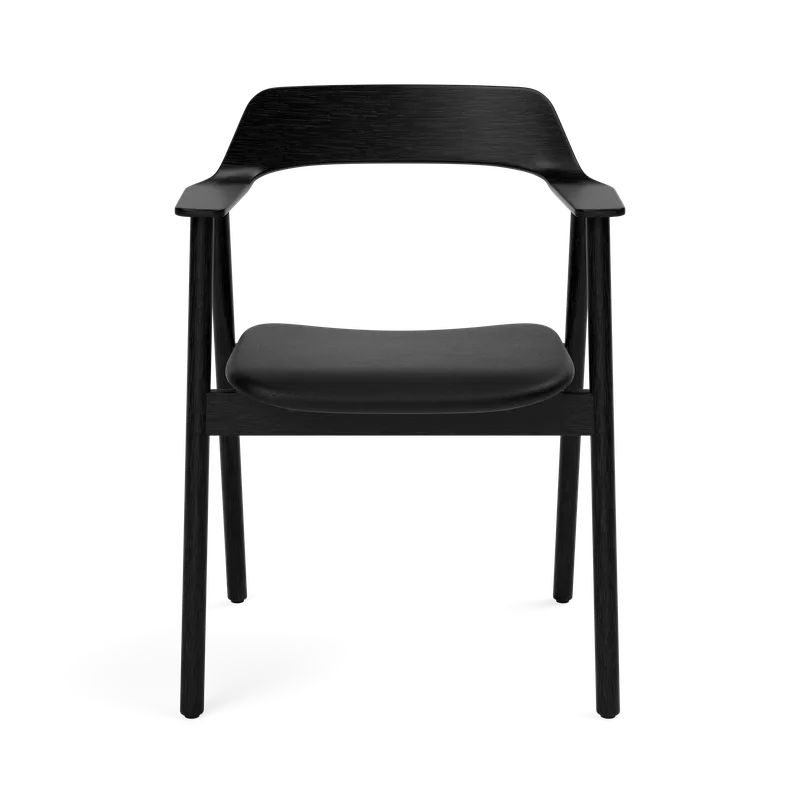 Bow Chair by TAKT in Oak Black lacquer, Spoor Zea Black Leather – product photo 2 of 2