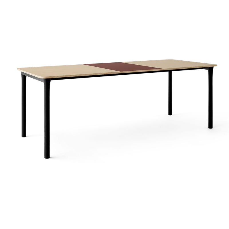 Arc Dining Table by TAKT in Black oak and black oak, Oak veneer, Ext-50 0751 Deep red nano laminate – product photo 2 of 2