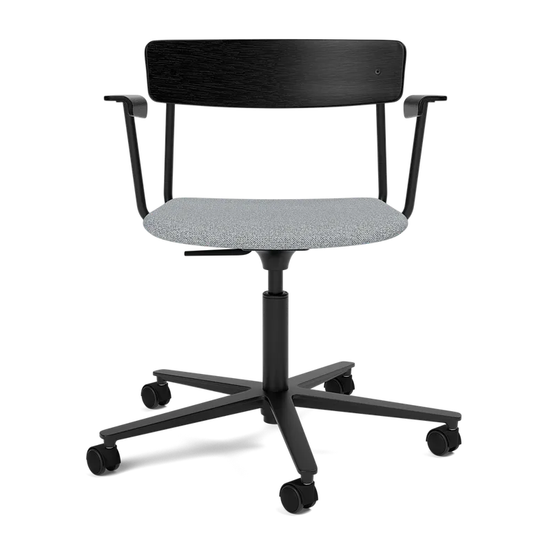 Cross Task Chair by TAKT in Black tube, Oak Black lacquer, Hallingdal 130 Grey, With armrest – product photo 2 of 2