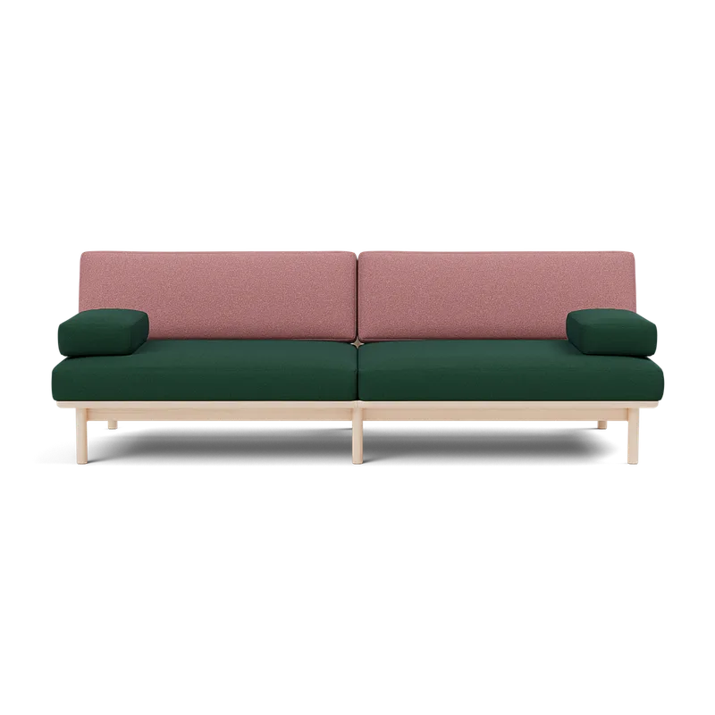 Spoke Sofa by TAKT in Beech White oil, Autumn 0971 Dark green, 0651 Rose, X2 – product photo 2 of 2