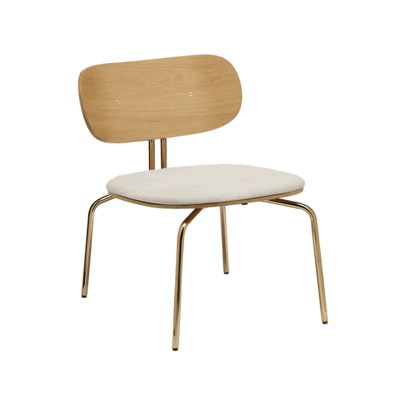 Curious | loungestol by UMAGE in Teddy White, Brass – product photo