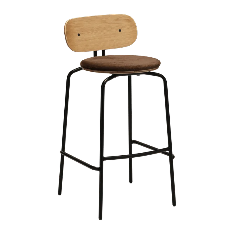 Curious | bar stool by UMAGE in Teddy Brown, Black – product photo