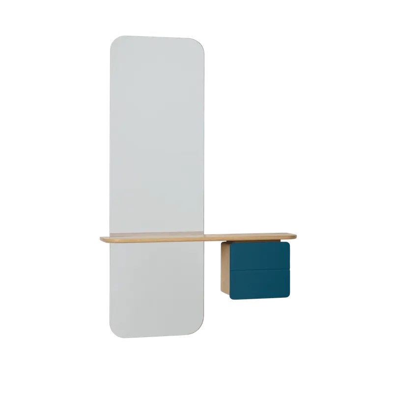 One More Look | Spejl von UMAGE in Oak, Petrol Blue – Produktfoto