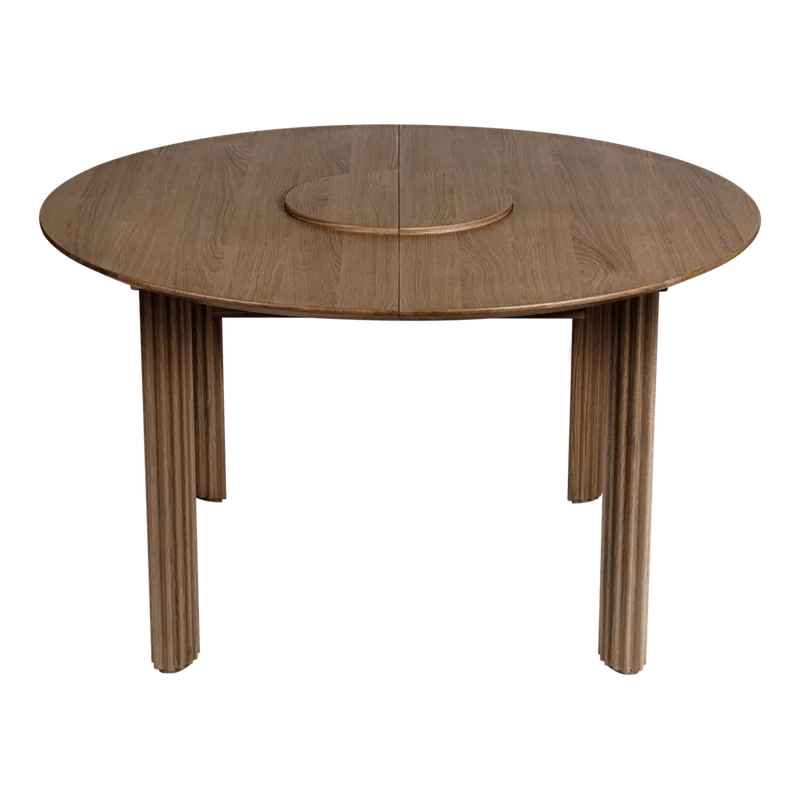 Comfort Circle | spisebord med udtræk de UMAGE en Dark Oak, Rippled – photo du produit