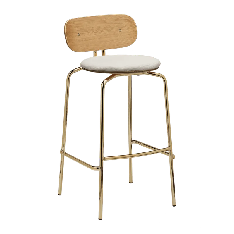 Curious | bar stool by UMAGE in Teddy White, Brass – product photo