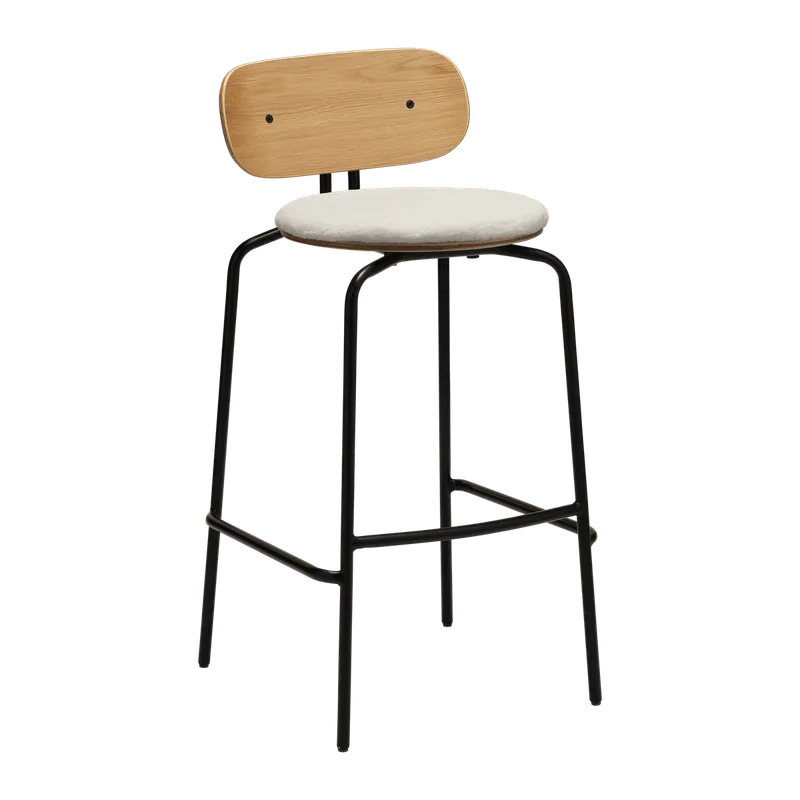 Curious | bar stool by UMAGE in Teddy White, Black – product photo