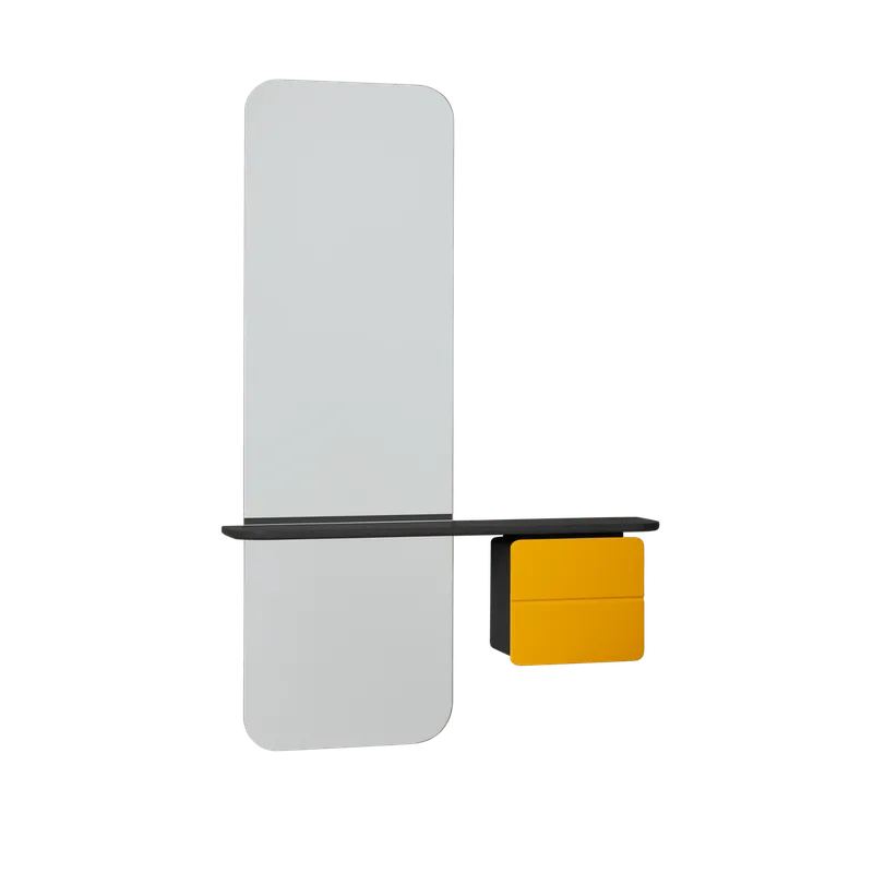 One More Look | Spejl von UMAGE in Black Oak, Saffron Yellow – Produktfoto