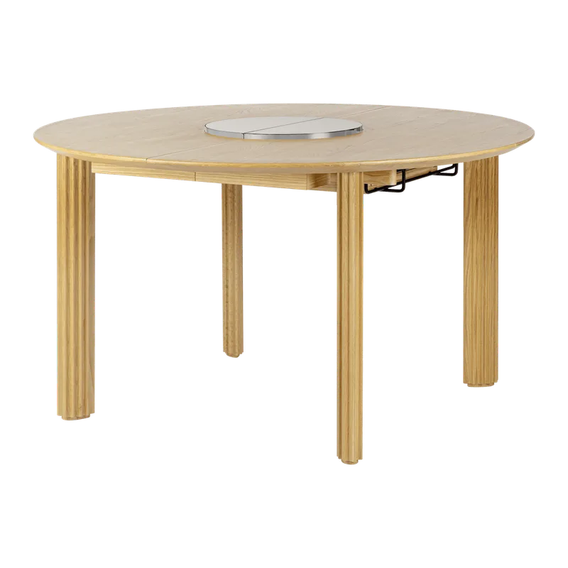 Comfort Circle | spisebord med udtræk by UMAGE in Bianco steel, Rippled – product photo