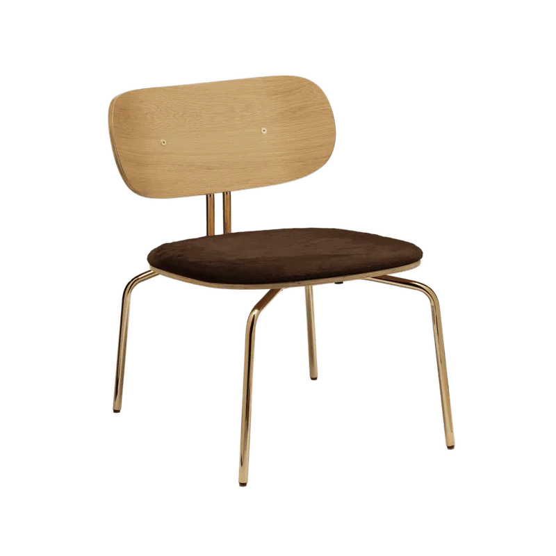 Curious | loungestol by UMAGE in Teddy Brown, Brass – product photo