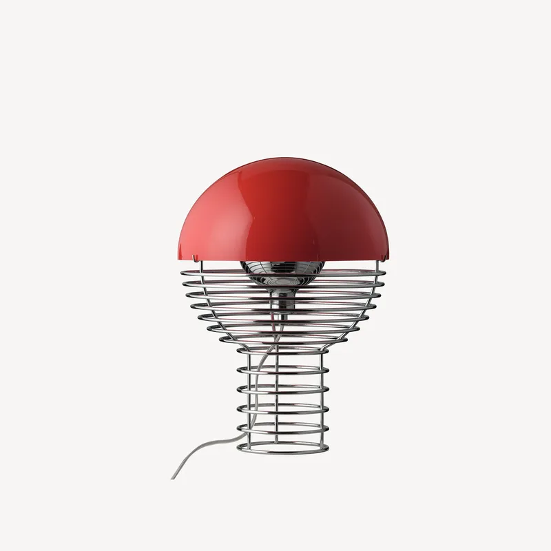 Wire Table Lamp Ø30 w. red shade van VERPAN – productfoto