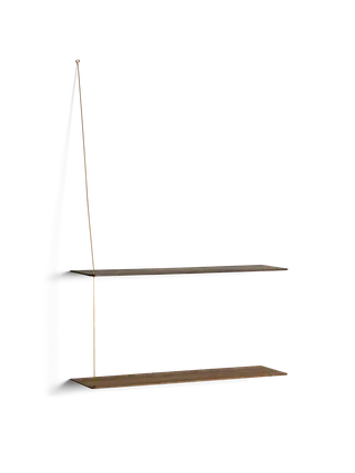 Stedge Hylde von WOUD in 80 cm, Messing, Røget eg (2 hylder) – Produktfoto 2 von 2