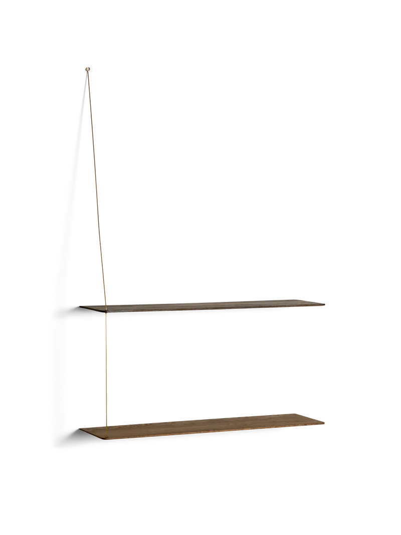 Stedge Hylde von WOUD in 80 cm, Messing, Røget eg (2 hylder) – Produktfoto 2 von 2