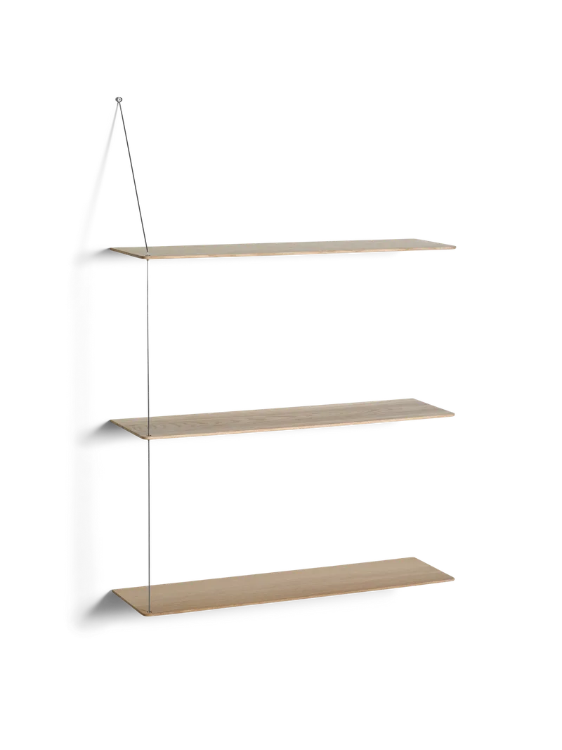 Stedge Hylde von WOUD in 80 cm, Børstet rustfrit stål, Hvidpigmenteret eg (3 hylder) – Produktfoto 3 von 3