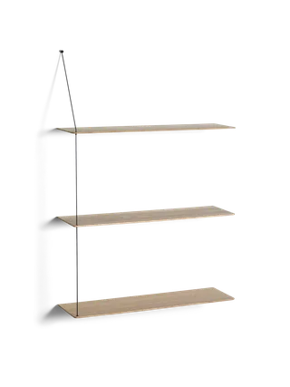 Stedge Hylde van WOUD in 80 cm, Sort metal, Hvidpigmenteret eg (3 hylder) – productfoto 3 van 3