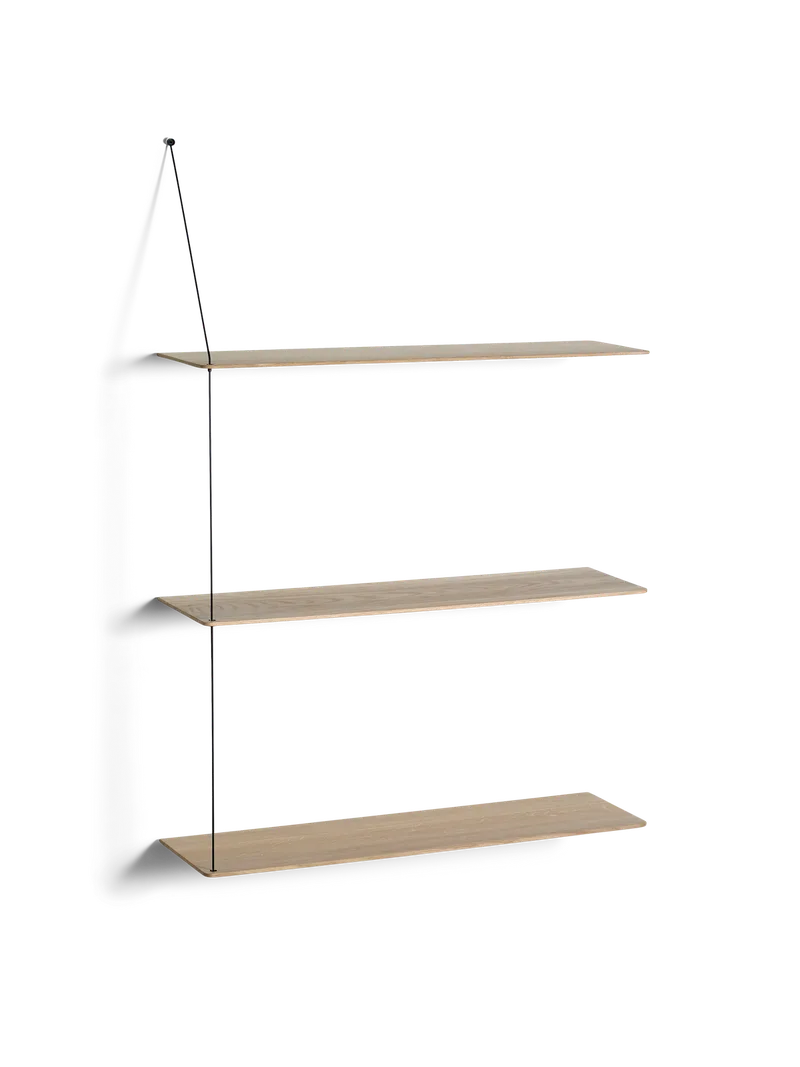 Stedge Hylde van WOUD in 80 cm, Sort metal, Hvidpigmenteret eg (3 hylder) – productfoto 3 van 3