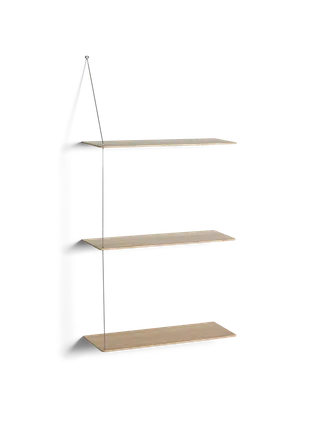 Stedge Hylde van WOUD in 60 cm, Børstet rustfrit stål, Hvidpigmenteret eg (3 hylder) – productfoto 3 van 3