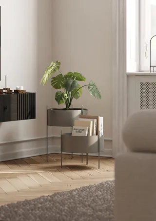 Pidestall Plantekasse (medium) von WOUD in Taupe – Ambientefoto 2 von 5