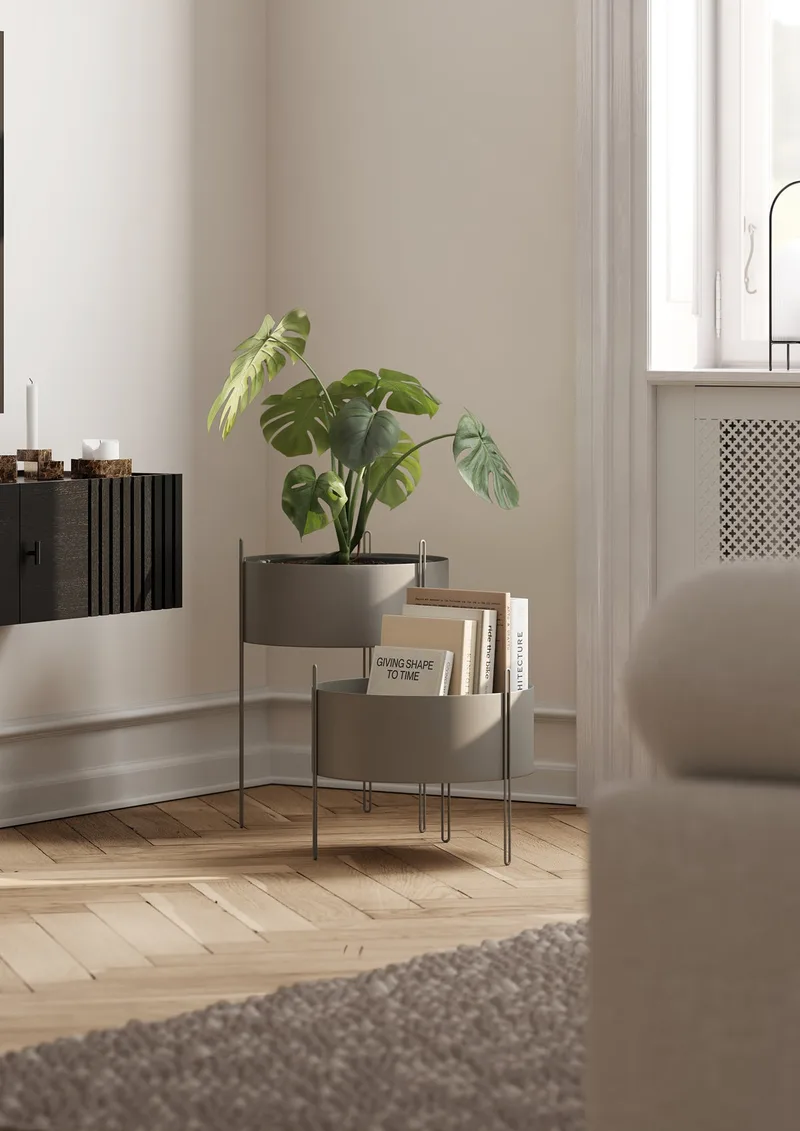 Pidestall Plantekasse (medium) von WOUD in Taupe – Ambientefoto 2 von 5