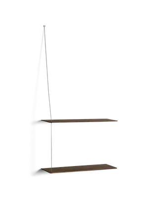 Stedge Hylde by WOUD in 60 cm, Børstet rustfrit stål, Røget eg (2 hylder) – product photo 2 of 2