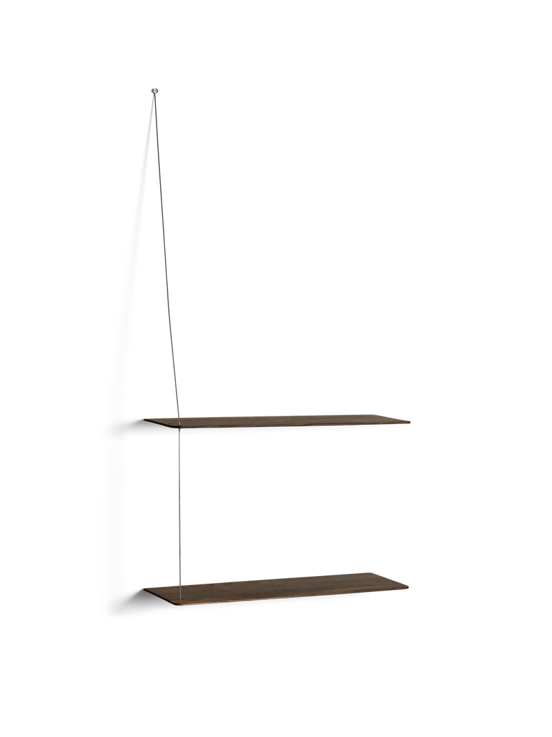Stedge Hylde by WOUD in 60 cm, Børstet rustfrit stål, Røget eg (2 hylder) – product photo 2 of 2