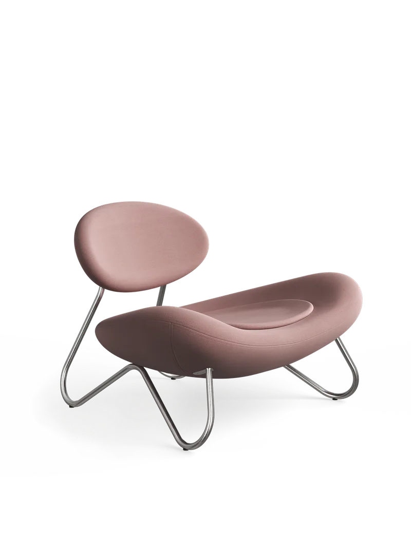 Meadow Loungestol - Støvet rosa/Børstet Stål van WOUD – productfoto 4 van 4