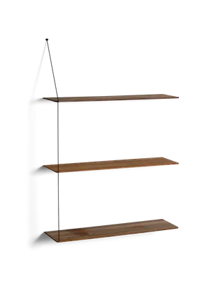 Stedge Hylde van WOUD in 80 cm, Sort metal, Røget eg (3 hylder) – productfoto 2 van 2
