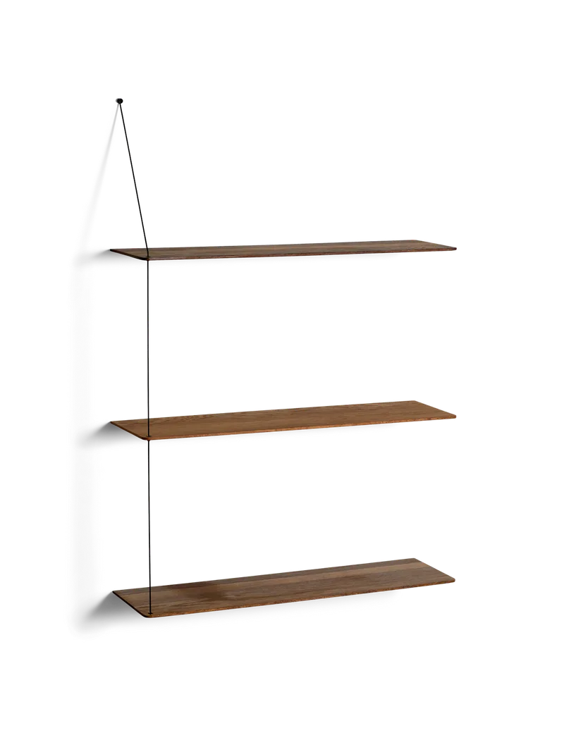 Stedge Hylde van WOUD in 80 cm, Sort metal, Røget eg (3 hylder) – productfoto 2 van 2
