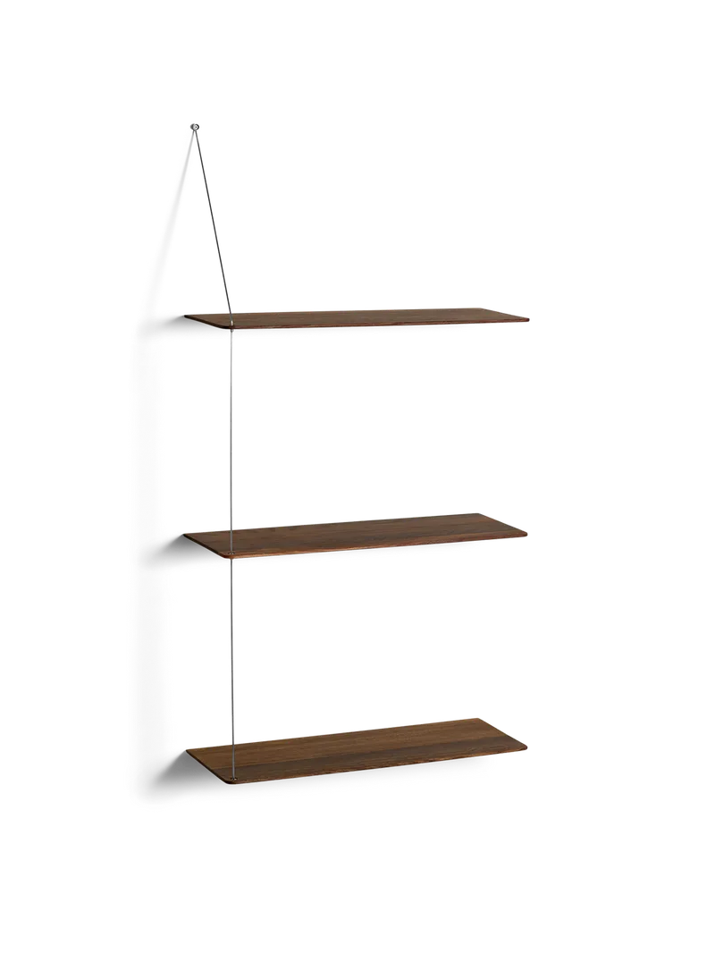 Stedge Hylde by WOUD in 60 cm, Børstet rustfrit stål, Røget eg (3 hylder) – product photo 2 of 2
