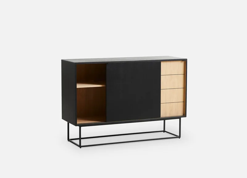 Virka Skænk (Høj) van WOUD in Eg/Sort – productfoto 2 van 4