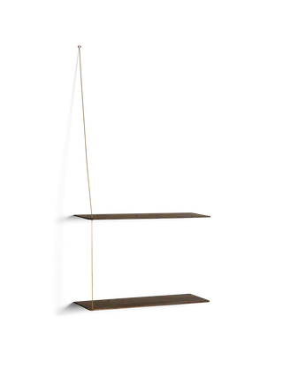 Stedge Hylde von WOUD in 60 cm, Messing, Røget eg (2 hylder) – Produktfoto 2 von 2