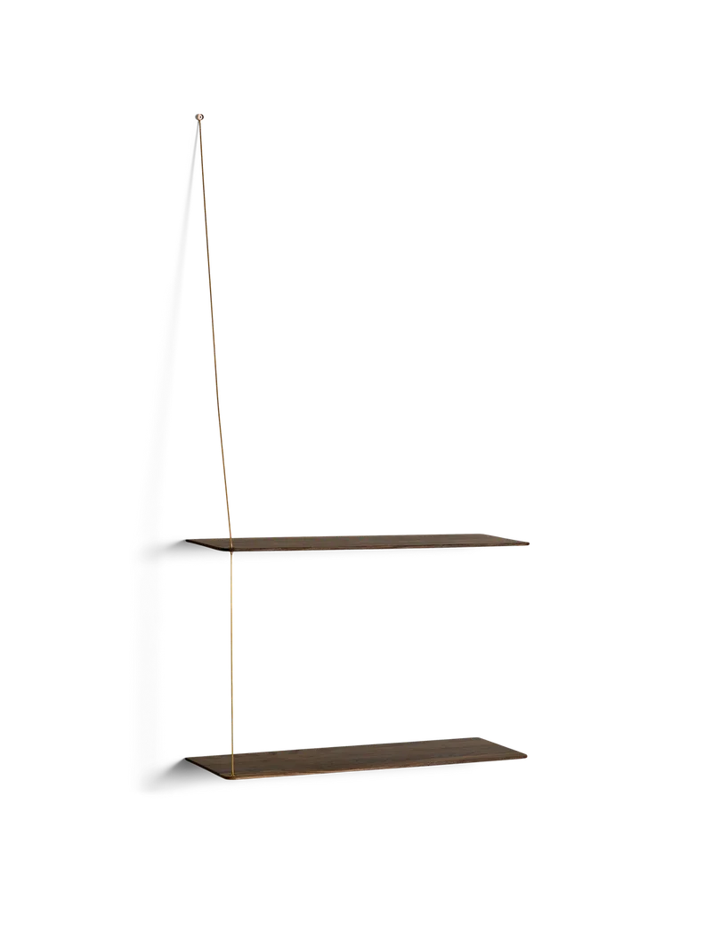 Stedge Hylde von WOUD in 60 cm, Messing, Røget eg (2 hylder) – Produktfoto 2 von 2