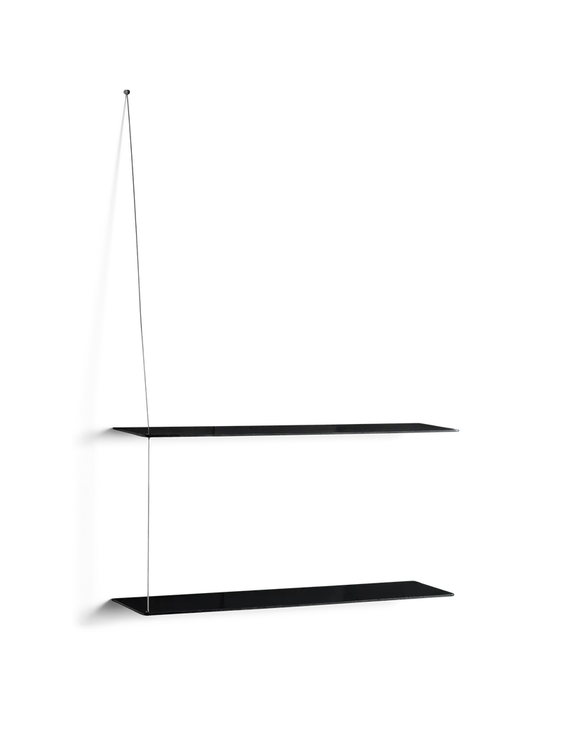 Stedge Hylde by WOUD in 80 cm, Børstet rustfrit stål, Sort (2 hylder) – product photo